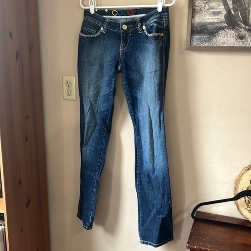 Vintage Coogi Blue Rhinestone Embellished Low Rise Jeans Size 5/6